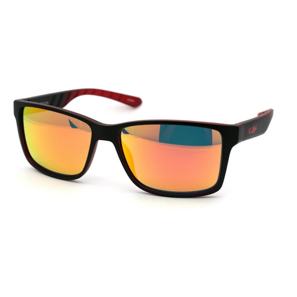 Mens Wrap Around Visor Sports Biker Sunglasses Black Orange Mirror Reflective